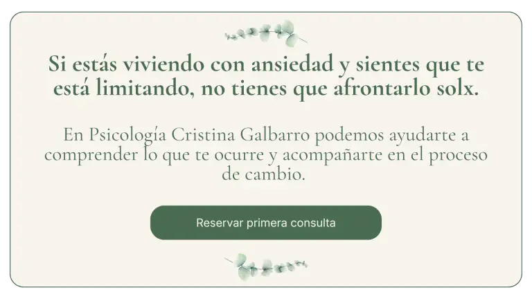 Primera consulta ansiedad Psicología Cristina Galbarro
